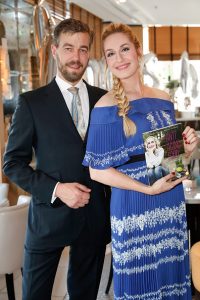 BERLIN, GERMANY - JULY 19: Carl Ferdinand zu Bentheim-Steinfurt and Elna-Margret zu Bentheim-Steinfurt pose during the presentation of Elna-Margret zu Bentheim-Steinfurt's book 'Eat What Makes You Glow - Anti Aging Food' on July 19, 2016 in Berlin, Germany. (Photo by Franziska Krug/Getty Images)